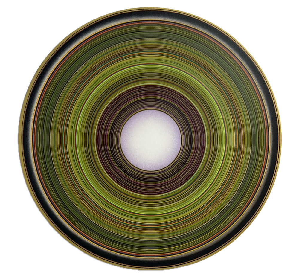 Cosmic Vision Gold Mara $4444 48” x 48” Airbrush acrylic on canvas circle wrapped Cosmic Vision Gold Mara $4444 48” x 48” Airbrush acrylic on canvas circle wrapped