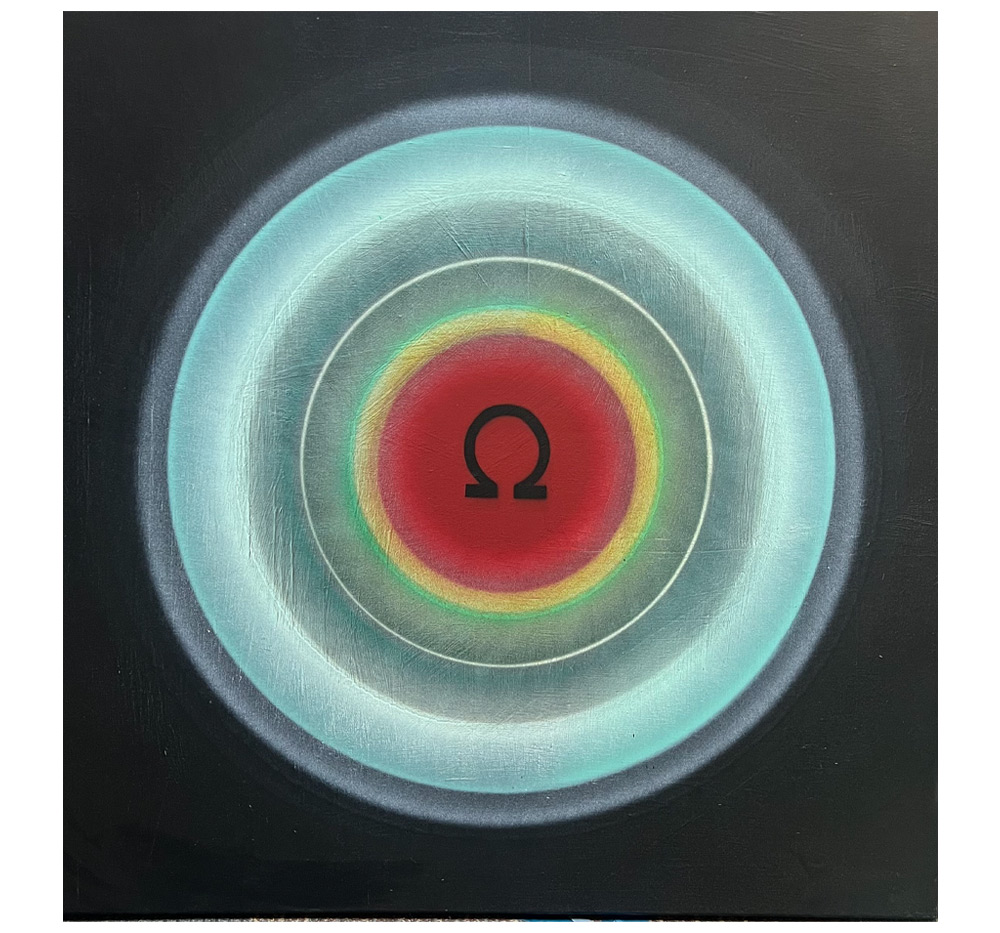 The Omega $999 36” x 36” Airbrush acrylic on canvas circle wrapped The Omega $999 36” x 36” Airbrush acrylic on canvas circle wrapped