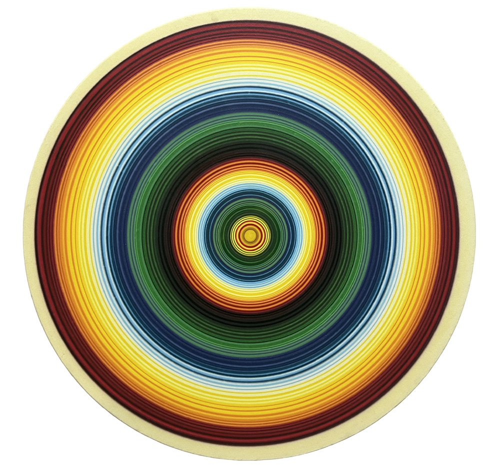 Serape big $2444 42” x 42” Airbrush acrylic on canvas circle wrapped Serape big $2444 42” x 42” Airbrush acrylic on canvas circle wrapped